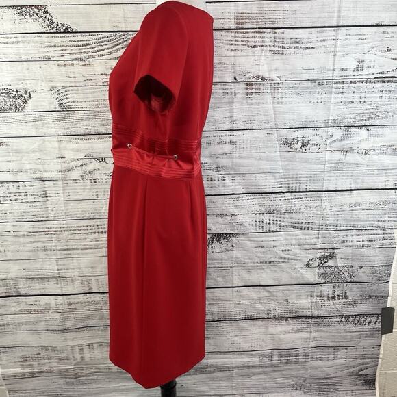 Donna Morgan Dress size 10 Cherry Red Crepe Knee Career Wedding Evening Church - Picture 7 of 9